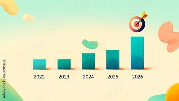 Fototapeta Business Growth Bar Chart with Target and Future Years