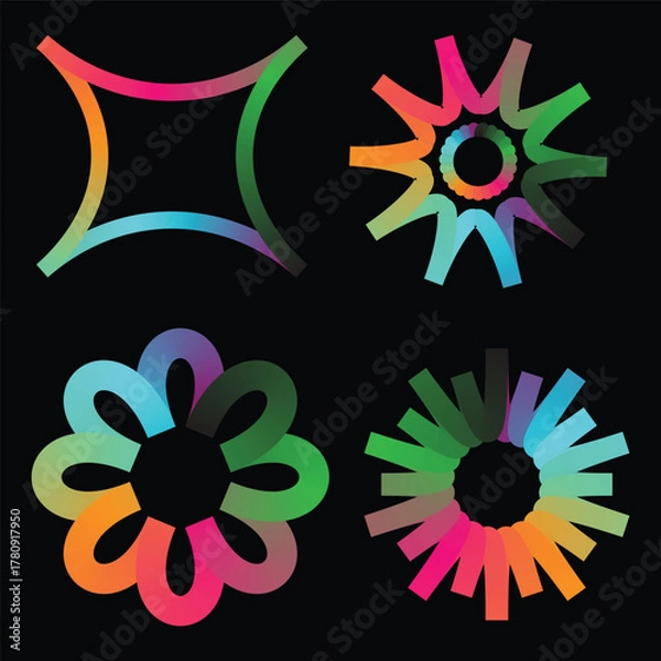 Fototapeta Vibrant Gradient Abstract Geometric Shapes Set