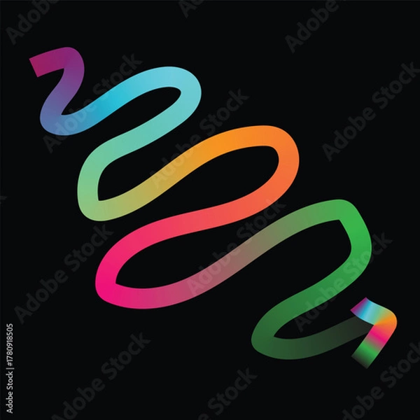 Obraz Vibrant rainbow swirl arrow on black background