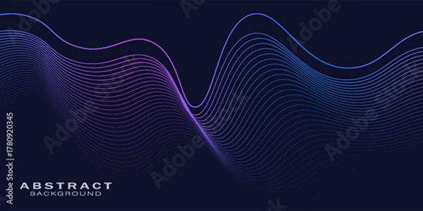 Fototapeta Abstract background with glowing wave. Shiny moving lines design element. Modern pink blue gradient flowing wave lines. Futuristic technology concept.