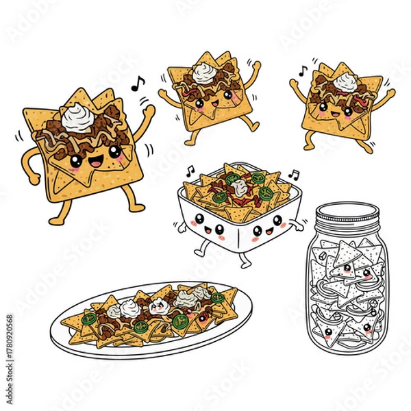 Fototapeta Nachos Vector. Nachos Vector bundle.Nachos vector, illustration, lineart, clipart 