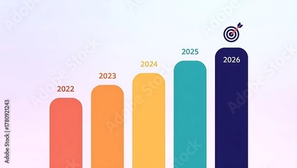 Fototapeta Yearly Progress Chart from 2022 to 2026 Achievement Target