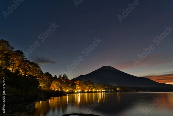 Obraz 紅葉の山中湖と富士山