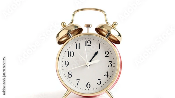 Fototapeta Classic Style Detailed Alarm Clock for Time Management on White Background. Generative AI.