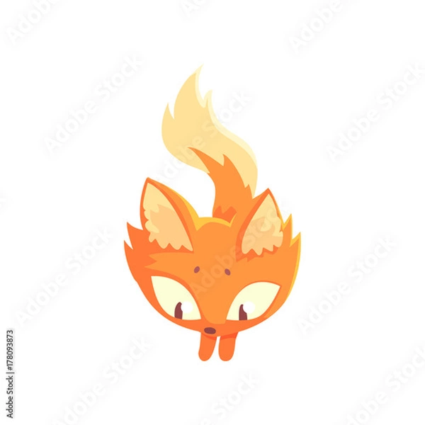 Fototapeta Funny red kitten jumping, cute cartoon animal character vector Illustration