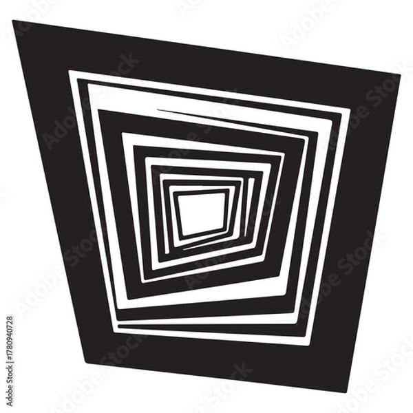 Fototapeta Black and White Abstract Geometric Optical Illusion with Concentric Distorted Shapes