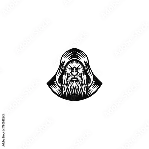 Fototapeta angry wizard illustration logo