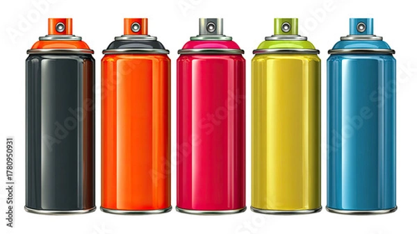 Fototapeta Colourful plastic bottle with bright vibrant tones stylish reusable liquid container product display close up isolated on white background