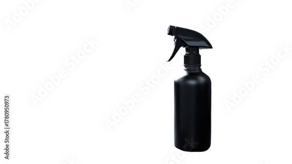 Fototapeta Empty transparent plastic spray bottle container cleaning tool with trigger nozzle hygiene supply close up isolated on white background