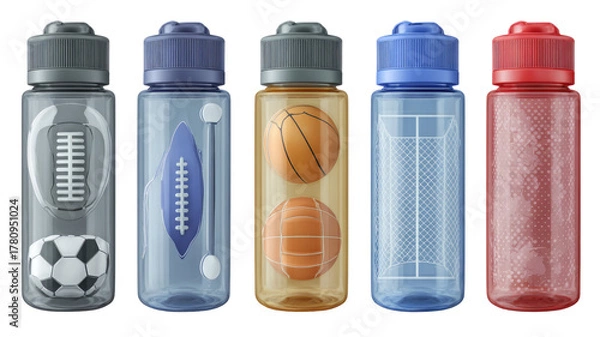 Fototapeta Clear plastic bottle of purified drinking water with blank label clean hydration product container close up isolated on white background