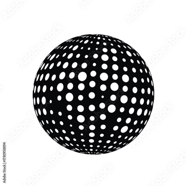 Fototapeta Abstract dotted sphere on white background, optical illusion design