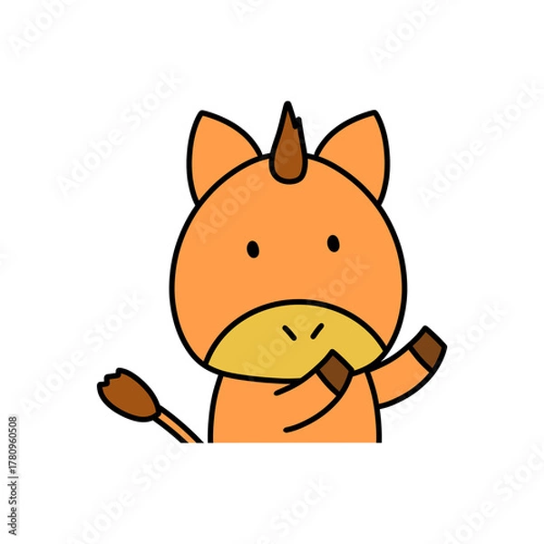 Obraz 両手をあげたかわいい馬のキャラクター　上半身　イラスト