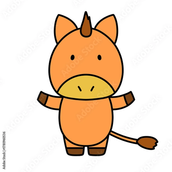 Obraz 両手を広げたかわいい馬iのキャラクター　イラスト