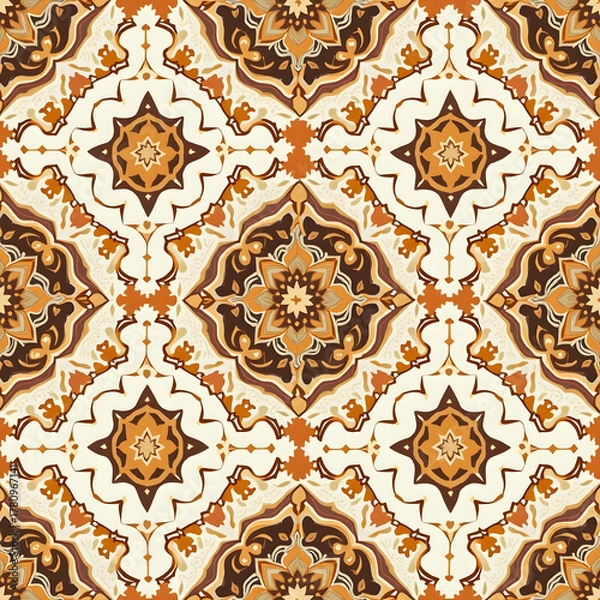 Obraz Vintage floral pattern with brown and orange