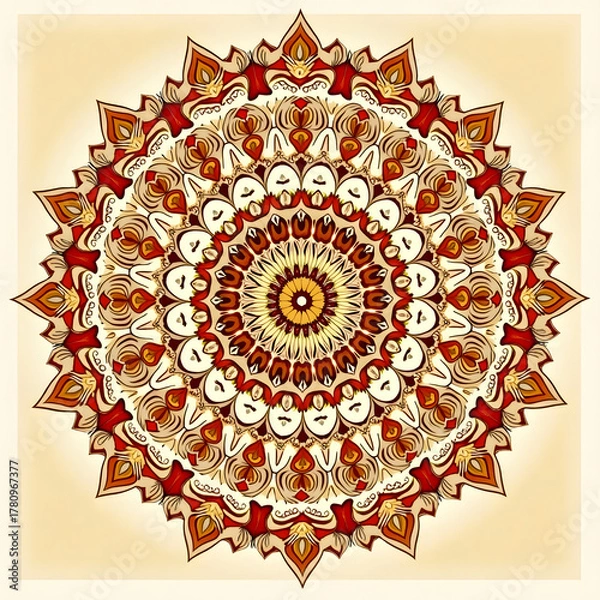 Fototapeta Intricate mandala design with warm color palette