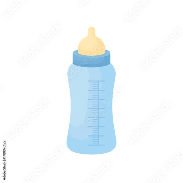 Fototapeta A baby bottle for formula isolated on a white background. Blue feeding bottle. Baby items.