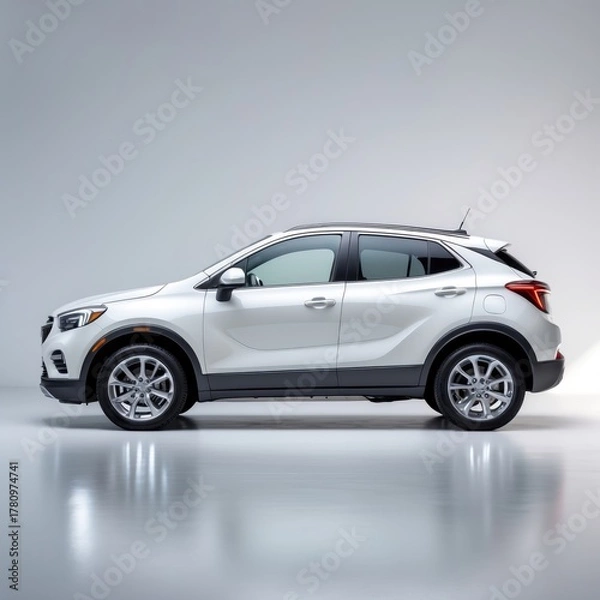 Obraz silver car isolated on white