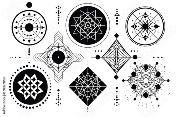 Obraz Sacred geometry symbols collection set isolated