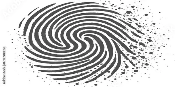 Obraz Black and white fingerprint art vector illustration with circular spiral line pattern and shape design on white background