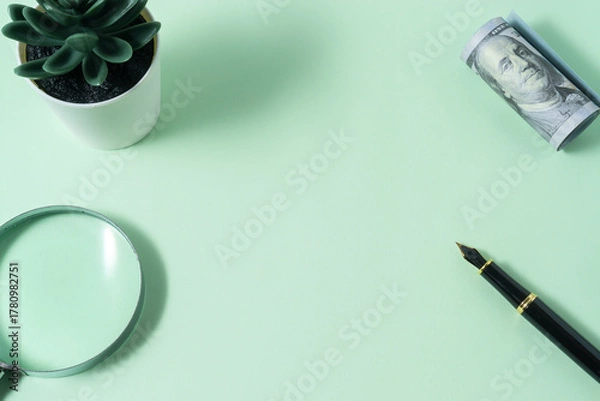 Obraz Business concept with a copy space on light green background