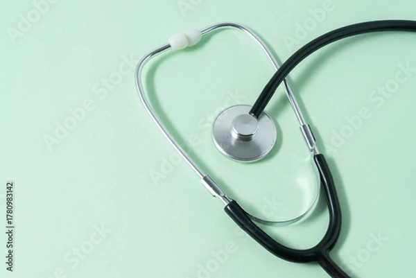 Obraz Stethoscope on light green background