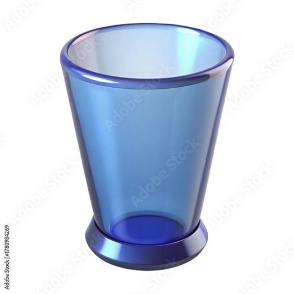 Fototapeta Blue glass trash can icon 3D rendering isolated on white background