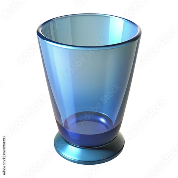 Fototapeta Empty blue glass glossy and transparent isolated on white background