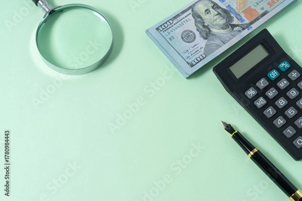 Obraz Business concept with a copy space on light green background