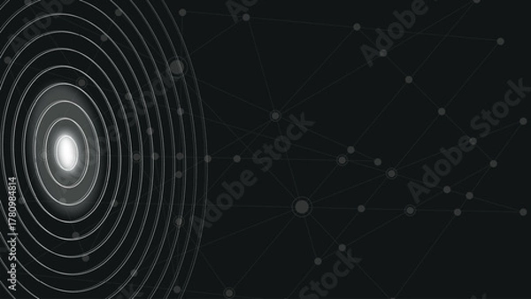 Obraz Cobweb pattern with morning dew drops on a dark background