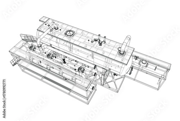 Fototapeta Industrial Machine Blueprint. Vector