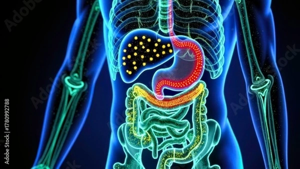 Fototapeta Schematic diagram of human body system comparison