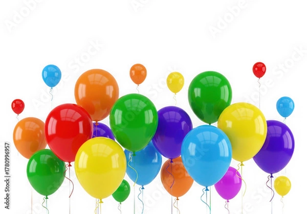 Obraz A vibrant collection of colorful balloons isolated on transparent background