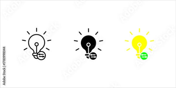 Fototapeta innovation-idea-exchange Lightbulb with Arrows Black icon set, of a light bulb with arrows, representing innovation, idea exchange, creativity, or technology progress.	
