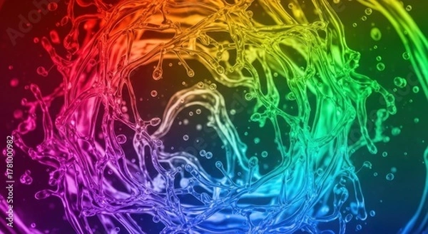 Obraz Vibrant Rainbow Liquid Splash Abstract Background with Dynamic Swirls and Vivid Spectrum Colors.