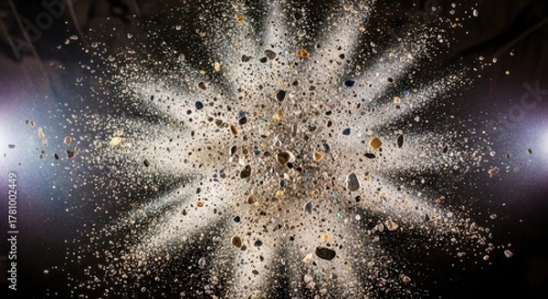 Fototapeta Radiant Starburst of Exploding Seasonings and Grains in Dramatic Light.