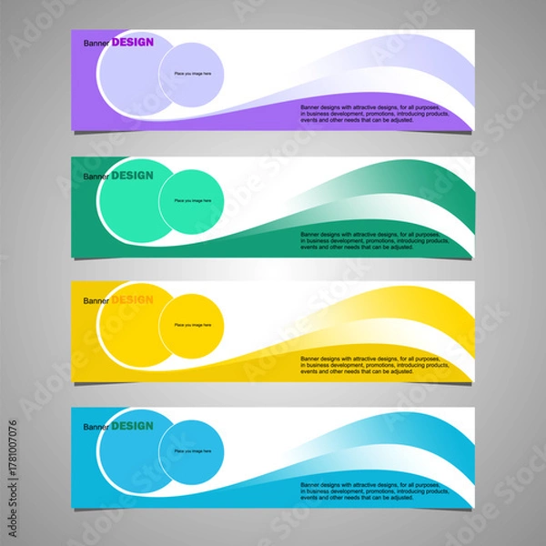 Obraz A collection of banner background design templates for web advertising. Vector illustrations with space for adding images.