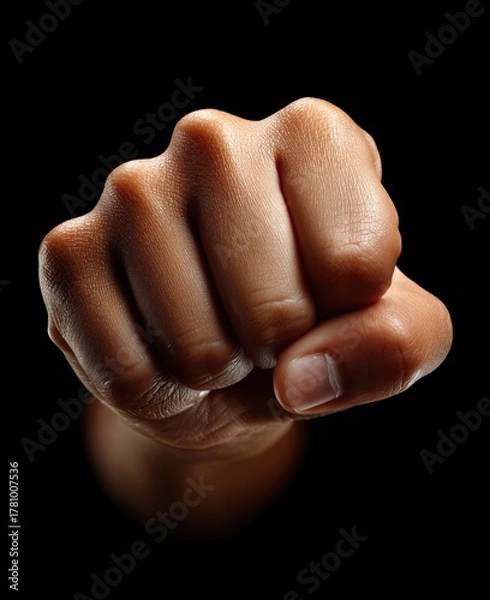 Fototapeta closed punch isolated on black background