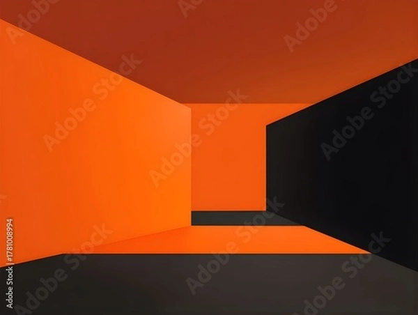 Obraz Vivid Orange and Black Geometric Walls