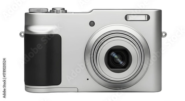 Fototapeta Silver digital camera isolated on transparent background