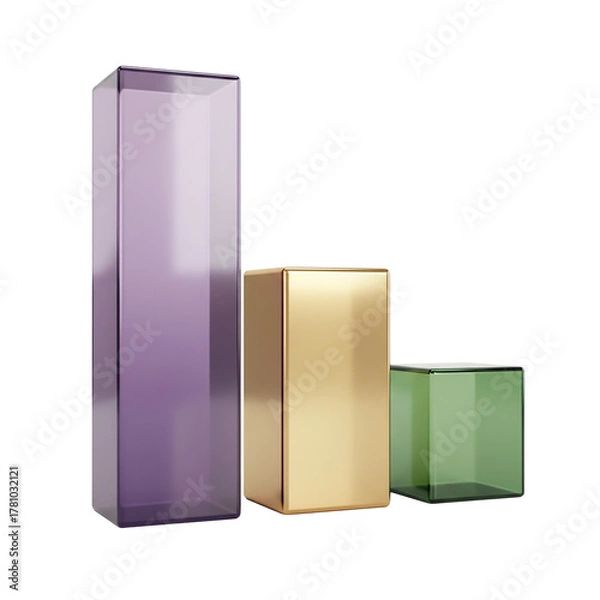 Obraz Modern 3D bar graph showing decline in sales, perfect for business presentations, financial reports, and marketing materials with visual data representation