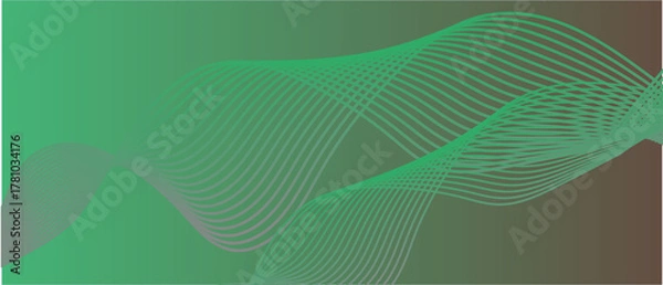 Fototapeta Flowing green lines create an energetic and modern abstract background.