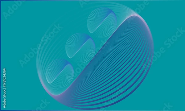 Fototapeta Abstract flowing lines form a spherical shape on teal background
