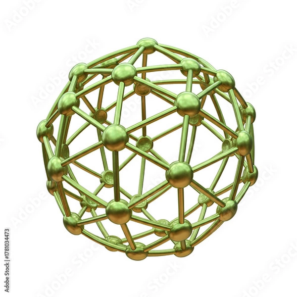 Obraz Stunning golden sphere with connected nodes, representing innovation, technology, and global networks, perfect for modern business and scientific projects