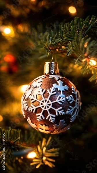 Fototapeta Colorful christmas ornaments on bokeh background. Christmas Baubles. Christmas. Merry Christmas Concept. Happy New Year Concept.