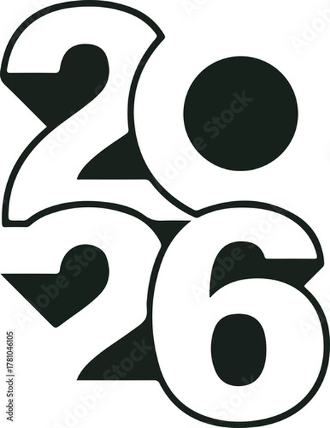 Fototapeta 2026 Happy New Year Number Design – Modern Golden Typography, Elegant 3D Style Digits, Festive Celebration Vector for Greeting Cards, Posters, Invitations, and Holiday Backgrounds