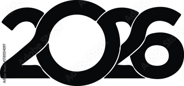 Fototapeta 2026 Happy New Year Logo Design – Modern Minimalist Vector Emblem with Elegant Typography, Golden Numbers, Fireworks, and Festive Elements for Branding, Greeting Cards, and Celebration Graphics