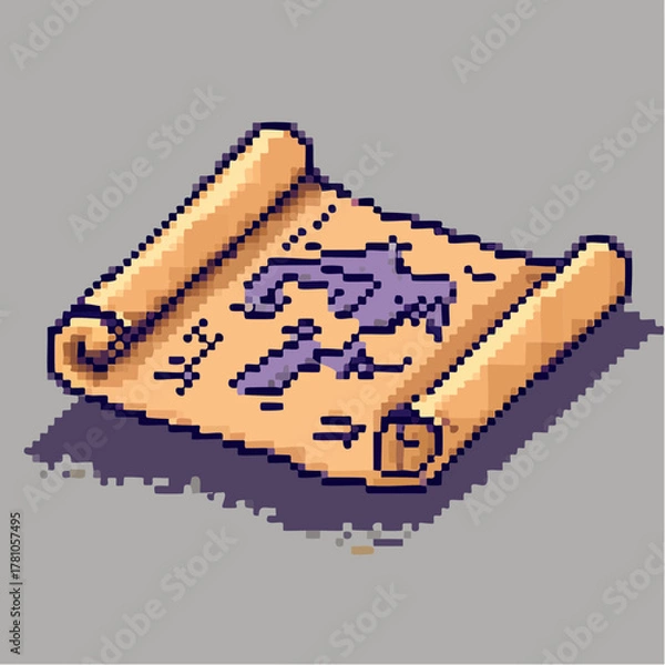 Obraz Pixel Treasure Map Scroll