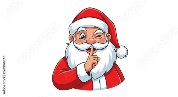 Fototapeta Santa Claus winking with a secret, ready to spread holiday cheer this season! Perfect for festive designs and joyful campaigns, add some magic to your project.