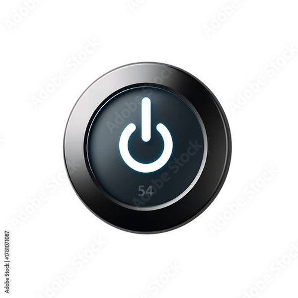 Fototapeta Illuminated power button icon with subtle digital number countdown displayed