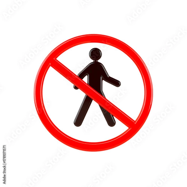 Fototapeta A Red Prohibition Circle Symbol Overlays A Dark Human Silhouette Against A Transparent Background